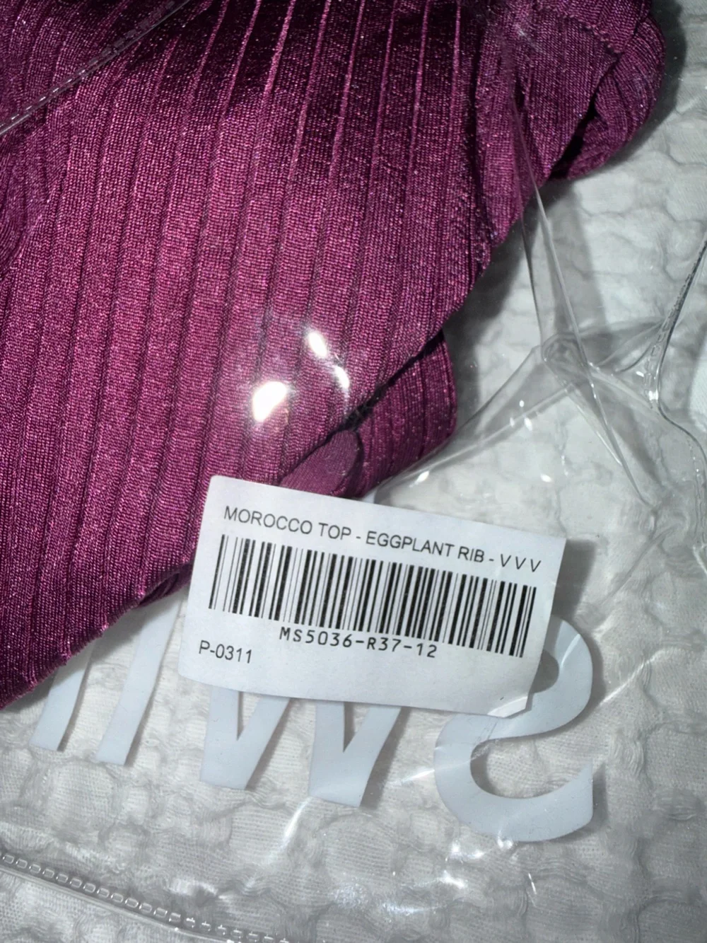 Monday Swimwear ribbed Morocco bikini top in eggplant purple BNWT new VVV XXL
